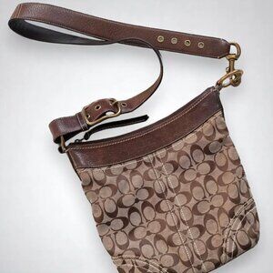COACH Vintage Monogram Crossbody Bag In Brown/Beige Authentic Coach Canvas